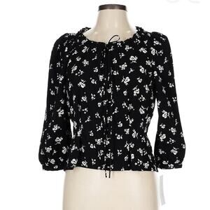 New with Tags Sweet Baby Jamie Black Floral Tie Top SZ L